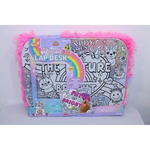Just My Style Doodle Lap Desk Pink Fuzzy Coloring Set with Markers and Stickers